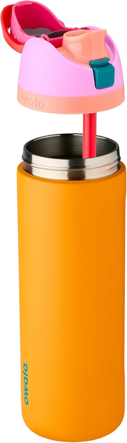 Owala FreeSip Insulated Stainless Steel Water Bottle - 24 oz BPA-Free | Tropical Color for Sports & Travel