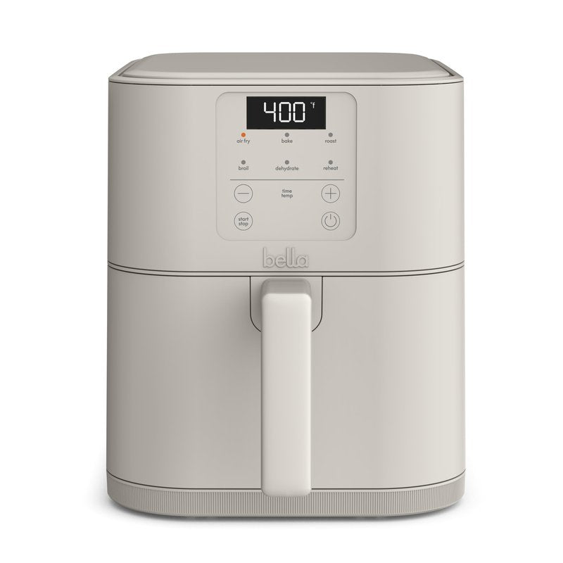 bella 6 Qt Slim Air Fryer, Fits-anywhere™ Kitchenware, EverGood™ Ceramic Nonstick Coating, Adjustable Temperature, 6 Preset Cooking Options, 60 Min Auto Shutoff w Audible Tone, 5lb Capacity, Oatmilk