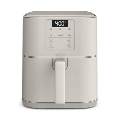 bella 6 Qt Slim Air Fryer, Fits-anywhere™ Kitchenware, EverGood™ Ceramic Nonstick Coating, Adjustable Temperature, 6 Preset Cooking Options, 60 Min Auto Shutoff w Audible Tone, 5lb Capacity, Oatmilk