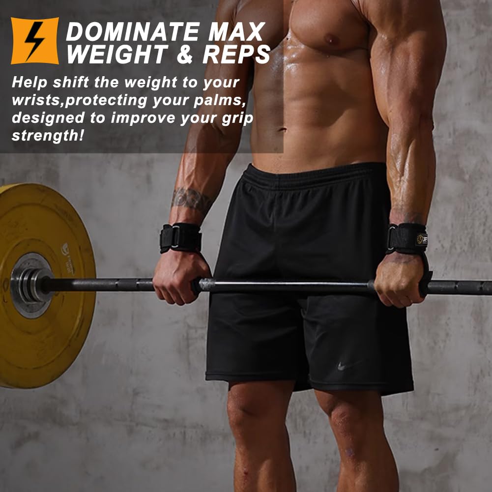 Wrist Straps for Weightlifting for Maximum Grip Support - Lifting Deadlift Strap & Weight Lifting Grips Gloves for Working Out Pull Up Deadlifting & Shrugs