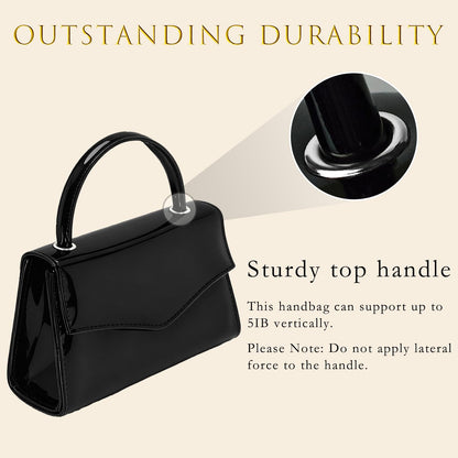 BYWAUQI Evening Clutch Purses for Women Patent Leather Purse Black Clutch for Formal Prom Wedding Party Brida Cocktail(Black)