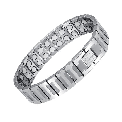 JEROOT Magnetic Bracelets for Men, Pure Titanium Bracelet (4000Gauss Per Magnet), Men's Bracelet Lymphatic Jewelry Gifts (Sliver)