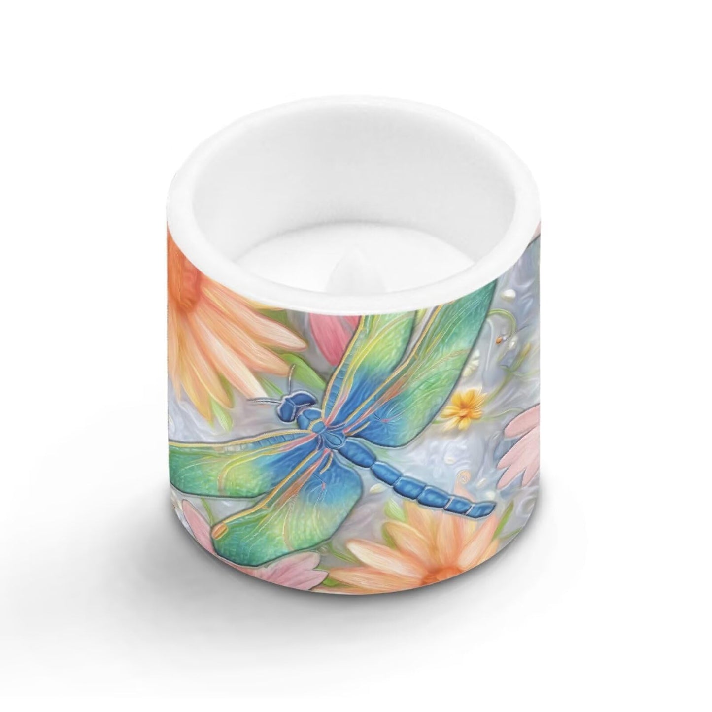 Cozeyat Floral Dragonfly Bedroom Decor LED Candles Set of 4 Battery Powered Flameless with Remote Timer Dancing Flame Waterproof for Home Patio Garden Table