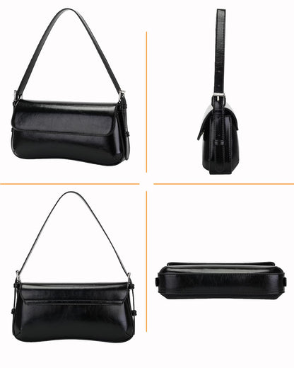 Herald Small Shoulder Bag for Women, Cute Going Out Purse Trendy Mini Clutch Hobo Handbag with Adjustable Strap (Black)