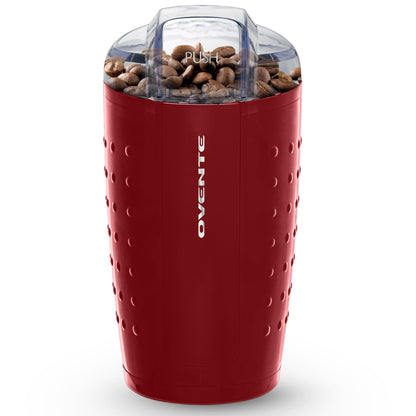 OVENTE Electric Coffee Grinder for Beans, Spices and More, 2.5Oz Compact Grinding Mill, Spice Grinder with Stainless Steel Blade, Pulse Button Operation and Transparent Easy to Open Lid, Black CG225B