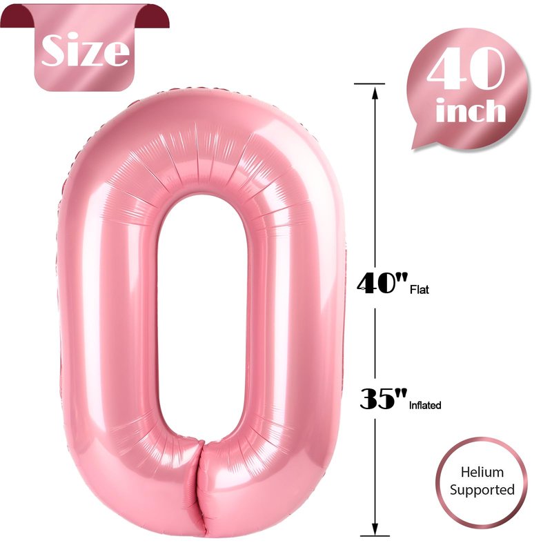 Pearlescent Pink Number 20 Balloons 40 inch, 20 Number Balloons, 20th Birthday Decorations, 20 Year Old Women Pastel Pink Party Supplies