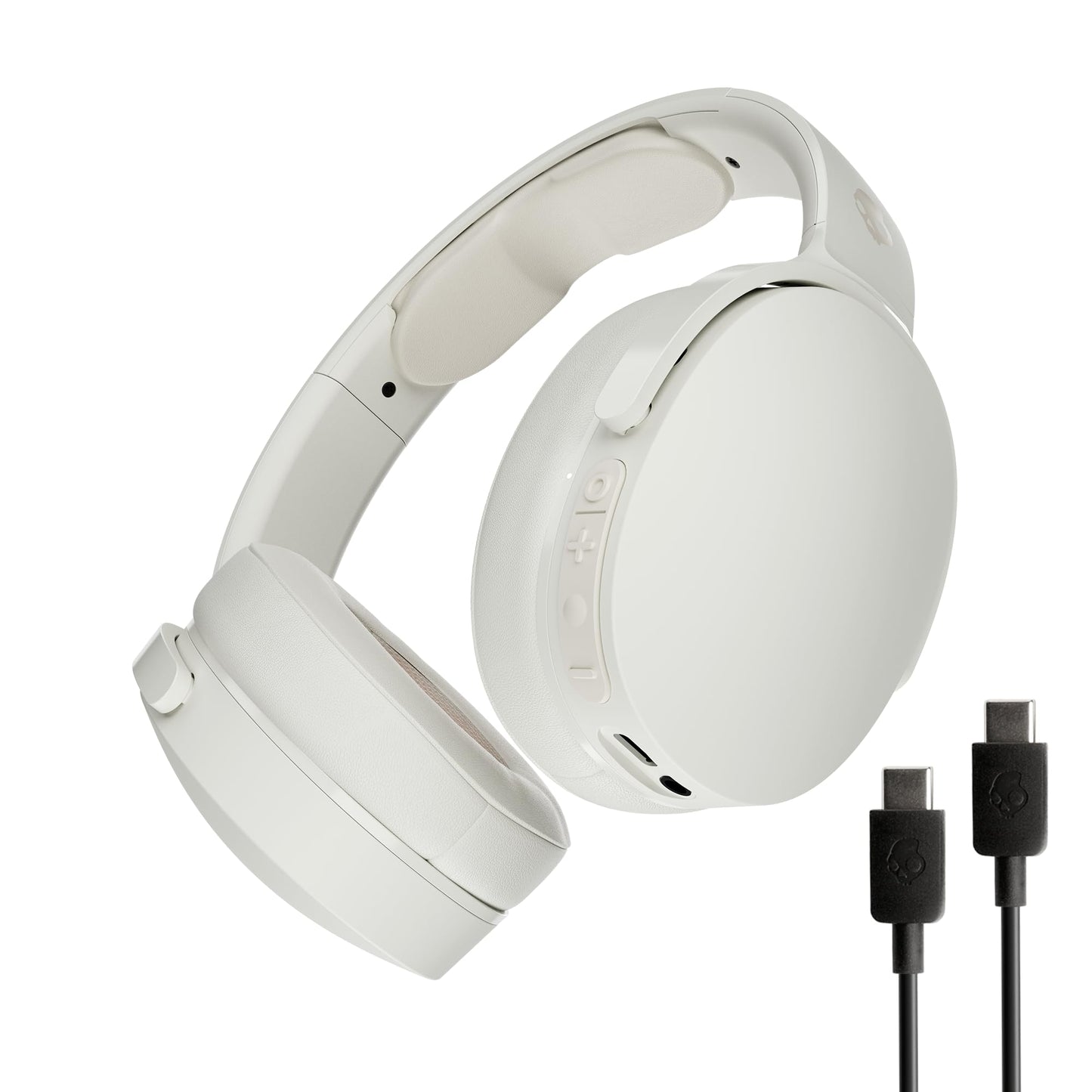 Skullcandy Hesh Evo Wireless Over-Ear Bluetooth Headphones with Extra USB-C Charging Cable, Noise Isolating, 36 Hours Battery, Foldable Lightweight Design, Microphone for iPhone Android - Bone