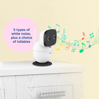 Panasonic Baby Monitor with Camera and Audio, 3.5” Color Video Baby Monitor, Extra Long Range, Secure Connection, 2-Way Talk, Soothing Sounds, Remote Pan, Tilt, Zoom,1 Camera, KX-HN4001W (White/Black)