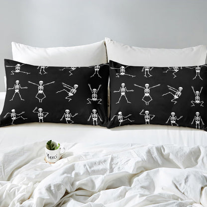 Erosebridal Sugar Skull Sheet Set Twin Size Skeleton Bones Bedding Set for Kids Boys Girls Teens Adult Halloween Horror Theme Fitted Sheet Gothic Spooky Bed Sheets 3 Pieces with 1 Pillow Case