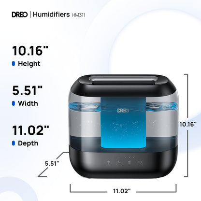 Dreo Humidifiers for Bedroom, 4L Top Fill for Large Room, 36H Runtime, 28 dB Quiet Supersized Cool Mist Air Humidifier for Baby Nursery, Plants, Indoor, Night Light, Easy to Clean & Fill