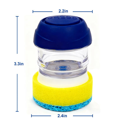 CELOX Dish Sponge with Handle, Dish Scrubber with Soap Dispenser for Cleaning Kitchen