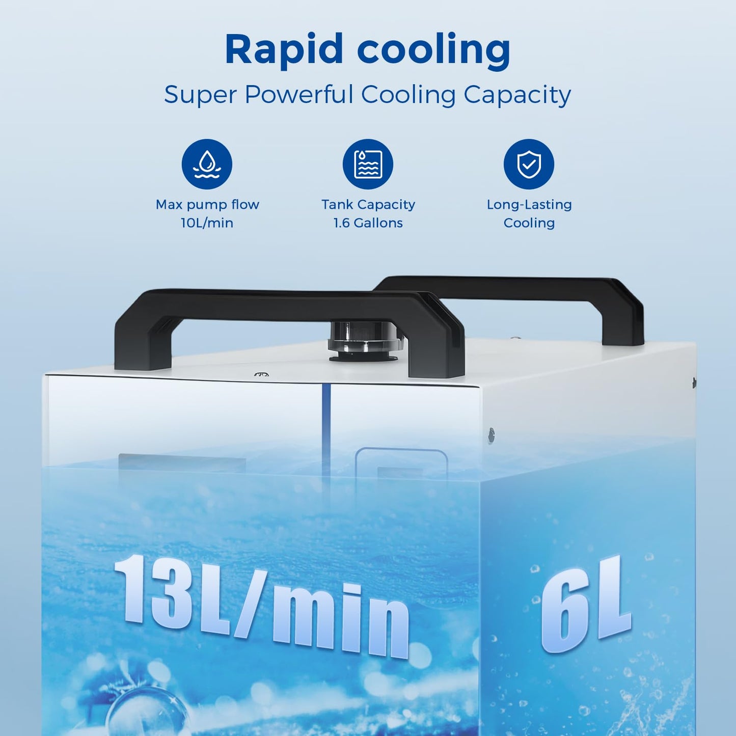 Cloudray Water Chiller CW-5202 6L for CO2 Laser Engraver & Cutting, Compatible with 2 Laser Tubes, Laser Chiller, Industrial Water Cooler，60W 70W 80W 90W 100W 120W 150W CO2 Laser Engraving Machines