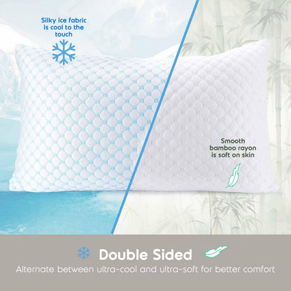 Nestl Cooling Kids Pillow for Sleeping 1 Pack, Luxury Shredded Memory Foam Pillows Kids Size, Adjustable Cold Gel Pillows for Hot Sleepers Supportive Cool Pillow for Side Back Stomach Sleepers