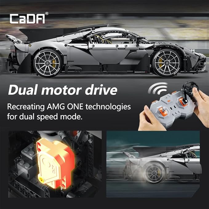 CaDA C61503W Mercedes-AMG ONE Builidng Block Set 1:8 Mercedes AMG Speed Champion Brick Model with Ejection Start Gameplay Super Car Collection Toy Sets for Adults (3295PCS)
