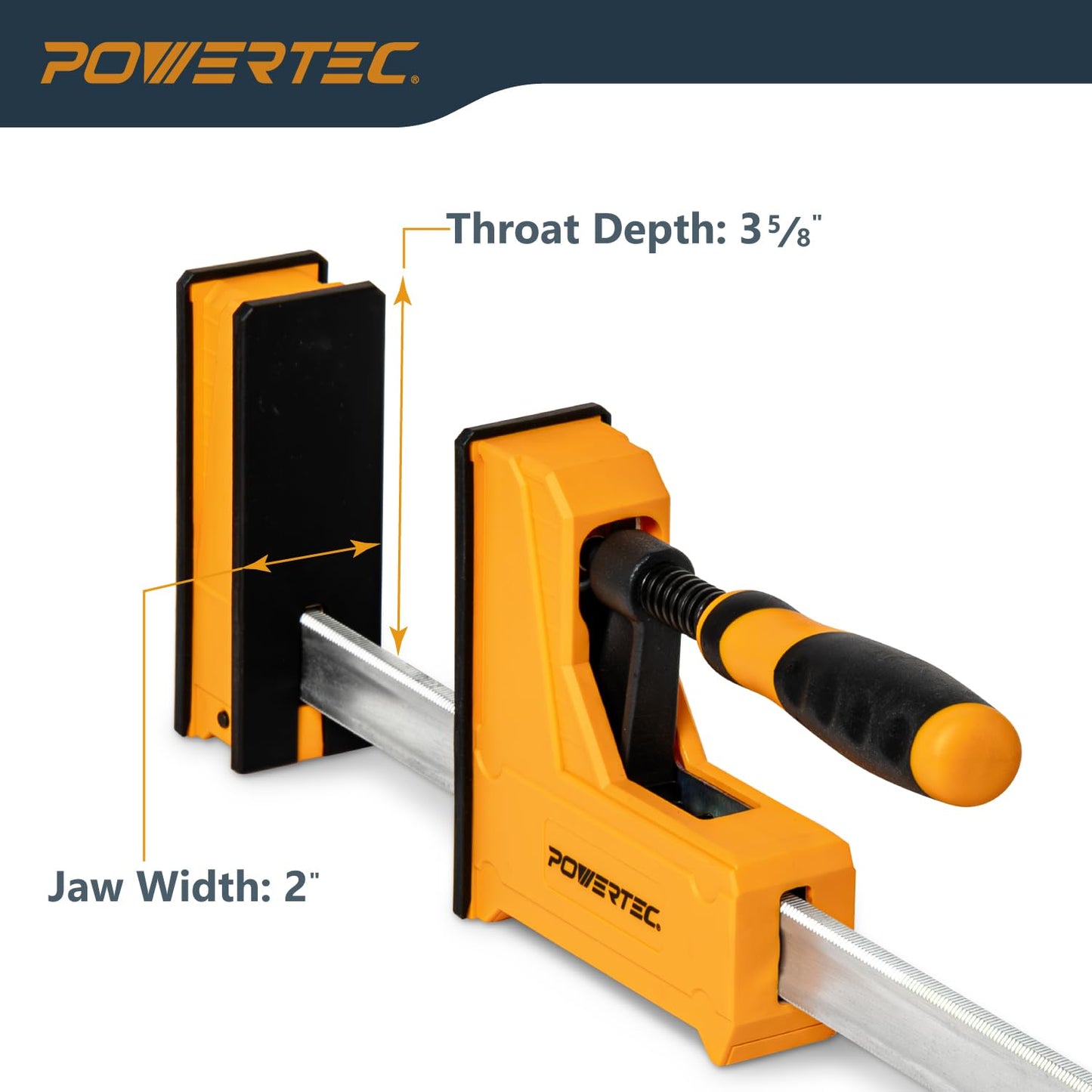 POWERTEC 72232-P2 36-Inch Parallel Clamps for Woodworking | 90 Degree Heavy Duty Steel Bar Jaw Clamp Spreader Tool, 4PK