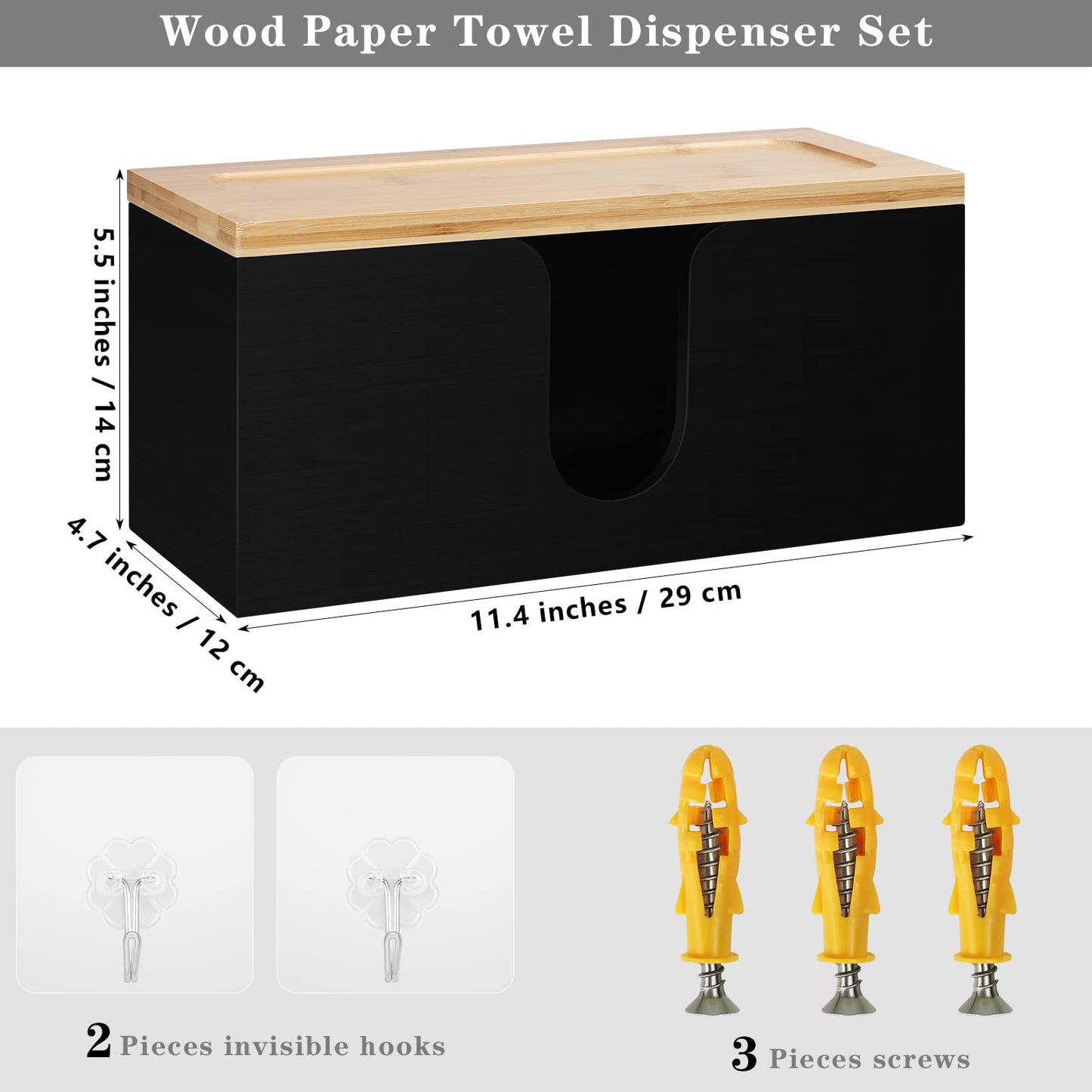 TURSTIN Wood Paper Towel Dispenser Folded Paper Towel Holder with Lid for Countertop and Wall Mounted, Wall Mount Napkin Holders for Home. Bathroom, Kitchen, White
