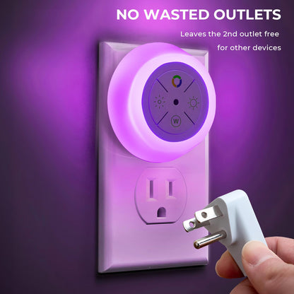 Dawnrise Night Lights Plug Into Wall,Dusk to Dawn Sensor,2 Pack,12-Color Changing Led Plug in Night Light Dimmable for Bedroom,Stairs,Kitchen,Hallway,Utility Room,Kids Room