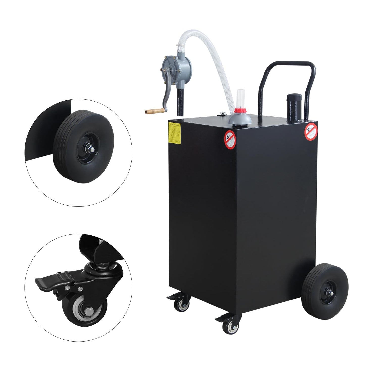 45 Gallon Fuel Caddy, Portable Gas & Diesel Transfer Tank with Manual Pump & Locking Wheels, All-Terrain Fuel Storage Caddy for Cars, Trucks, Tractors