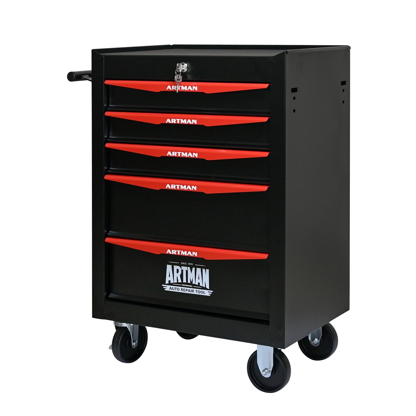 KEIKI Rolling Metal Tool Box with 5 Drawers, 20" 5 Drawer Tool Box with Ball Bearing Drawer Slides, Steel Tool Storage Box Organizer, Black