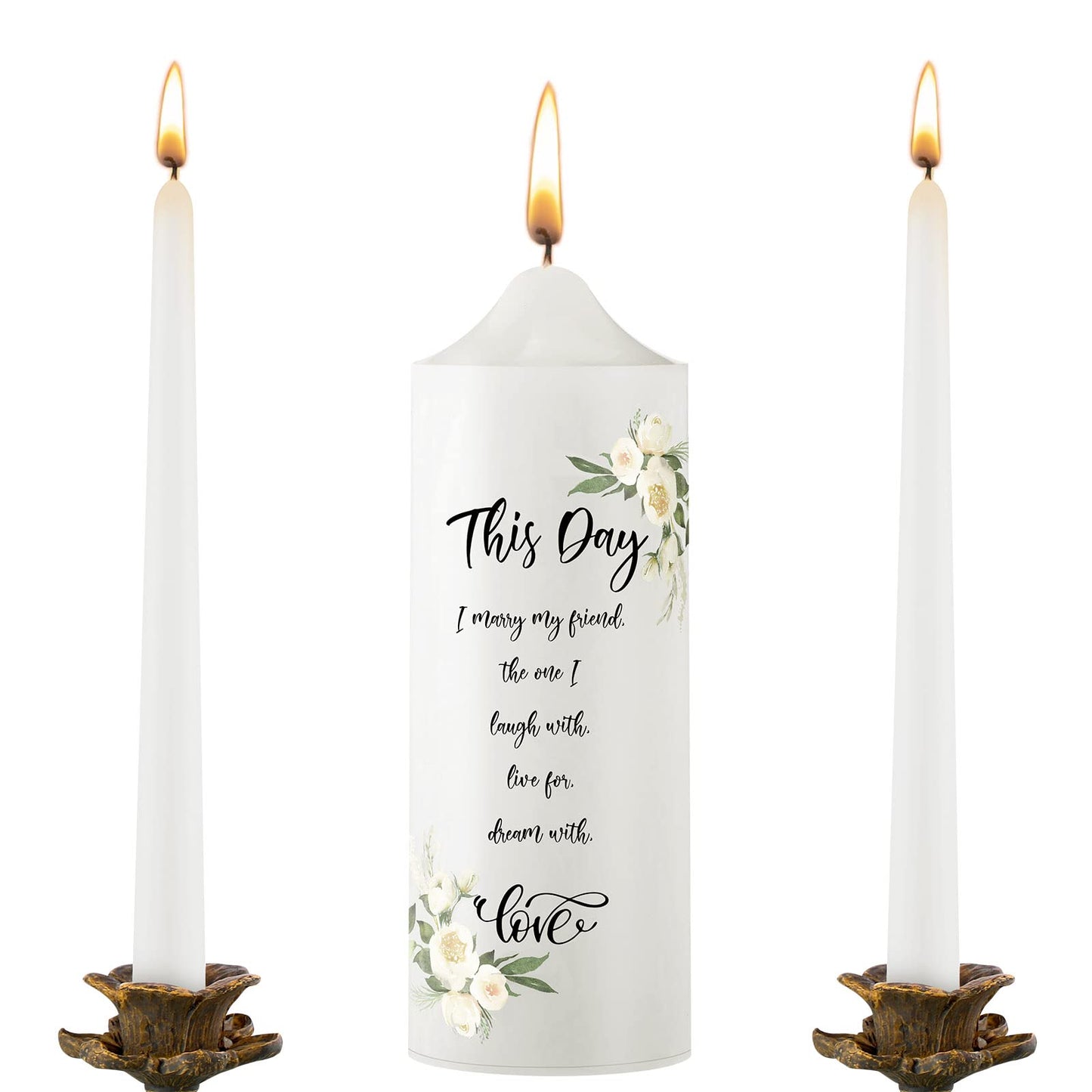 Frienda Unity Candles for Wedding Ceremony Set Wedding Unity Taper Candles Catholic Religious Ceremony Accessories(Eucalyptus Leaf)