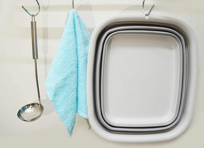 SAMMART 7.7L (2 Gallon) Collapsible Tub - Foldable Dish Tub - Portable Washing Basin - Space Saving Plastic Washtub (Grey, S)