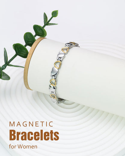 Jecanori Ultra Strength Magnetic Bracelet for Women, Women's Effective Titanium Steel Magnetic Bracelet with 3500 Gauss Magnets, Jewelry Gift with Sizing Tool