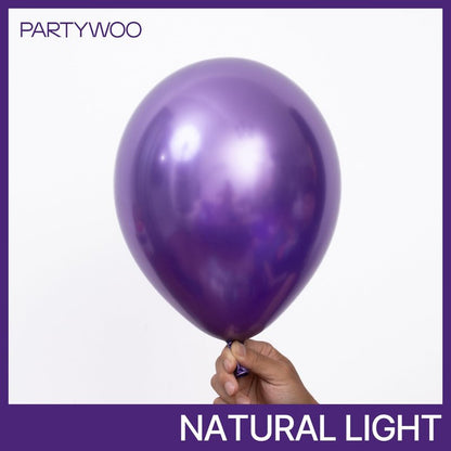 PartyWoo Metallic Purple Balloons 100 pcs 12 Inch Chrome Purple Latex Helium Balloons for Mardi Gras Graduation Wedding Baby Shower Anniversary Birthday Party Decorations Purple-G105