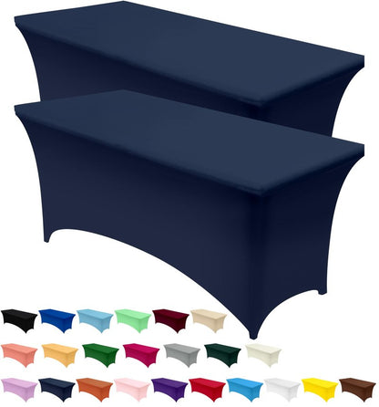 Utopia Kitchen Spandex Tablecloth 2 Pack [4FT, Navy Blue] Tight, Fitted, Washable and Wrinkle Resistant Stretch Table Cloth Rectangle Cover for Trade Show, Weddings & Parties [48Lx30Wx30H Inch]