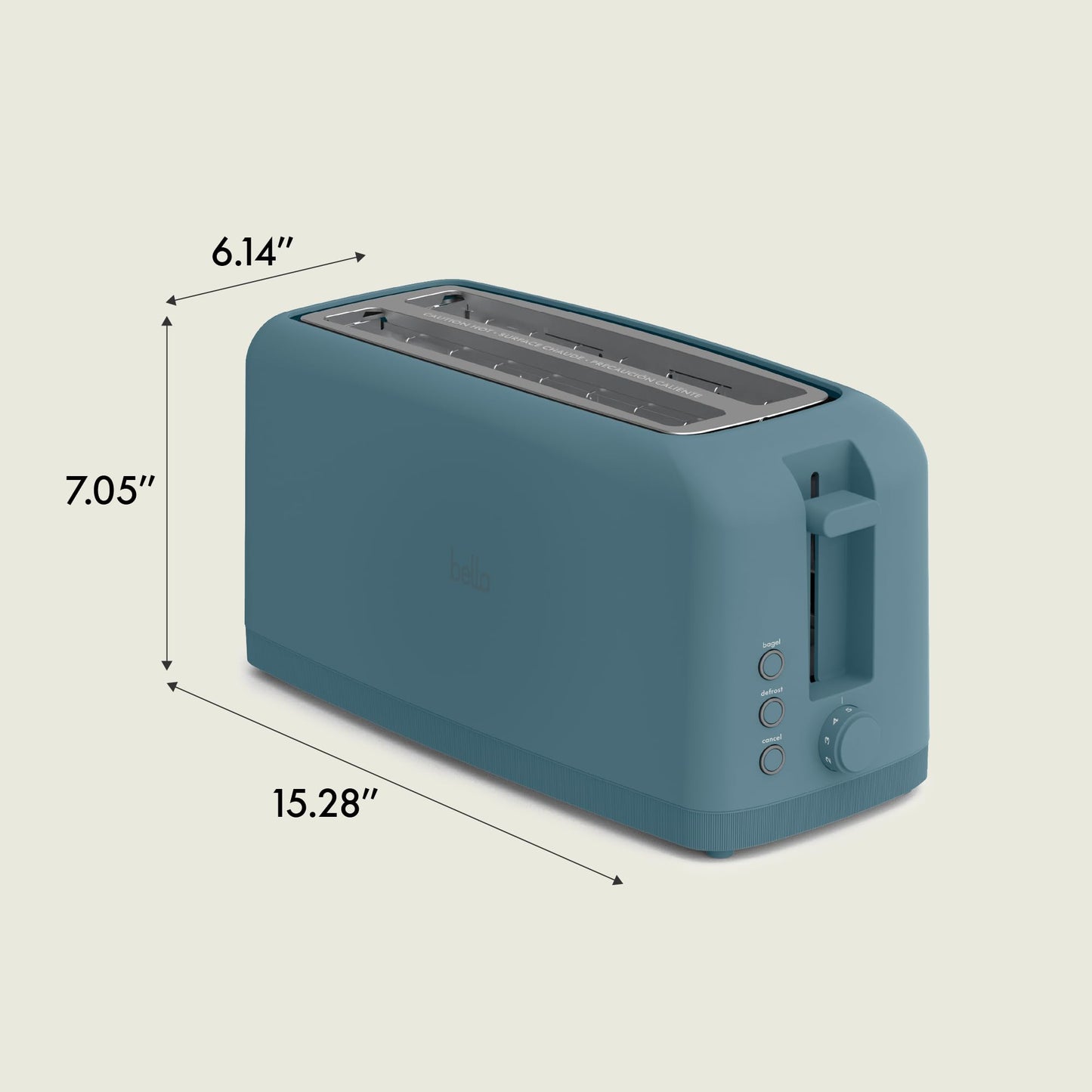 bella 2 Slice Slim Toaster, Fits-anywhere™ Kitchenware, 6 Setting Shade Control with Reheat & Cancel Buttons, Fits sourdough, 10” Long Slot, Anti Jam & Auto Shutoff, 900 Watt, Surf