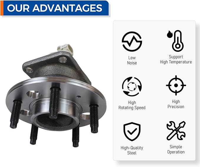 PAROD 512150 FWD Rear Wheel Bearing and Hub Assembly Compatible with Chevy Impala Monte Carlo Venture Buick Regal Lacrosse Century Allure Pontiac Grand Prix Aztek Montana Trans Sport 5 Lug w/ABS