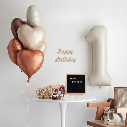 3rd Birthday Balloons Beige, Large Apricot Tan Foil 3 Number Balloon Decor with Sand White Cream Nude Taupe Helium Heart Star Balloon for Women Girls Birthday Wedding Anniversary Party Decoration