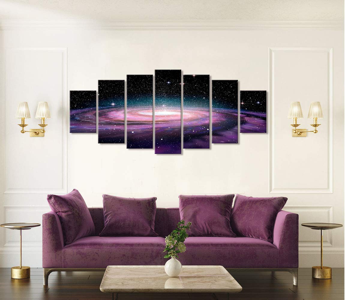 Visual Art Decor Space Canvas Wall Art Starry Galaxy Universe Painting Home Office Living Room Wall Decoration, Framed Ready to Hang 70inchx32inch