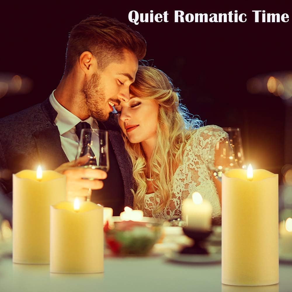 COVEGE Flickering Flameless Candles with Remote, Most Realistic Battery Operated Candles, Set of 3 LED Candles with Timer for Home Wedding Halloween Christmas Decoration
