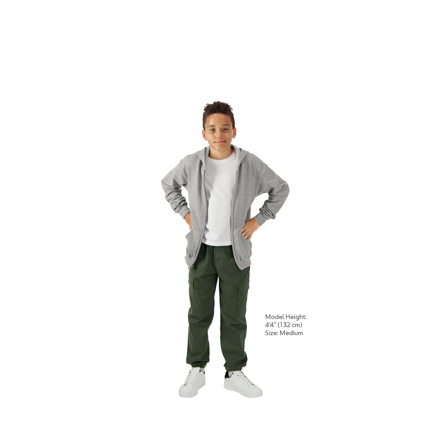 Gildan Youth Full Zip Hoodie Sweatshirt, Style G18600B, Sport Grey, Small