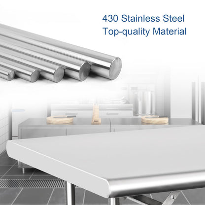 HARDURA Folding Stainless Steel Table 30X48 Inches with Legs NSF Commercial Portable Folding Prep Table for Restaurant Kitchen Home and Hotel
