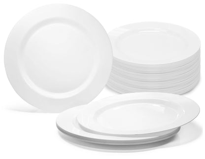 OCCASIONS 120 Pack Disposable Plastic Dessert Plates 6.25" - Heavy Duty Fancy China-Like Look, Salad/Appetizer/Cake for Wedding Party, BPA Free, Recyclable Dinnerware Set (Plain White)