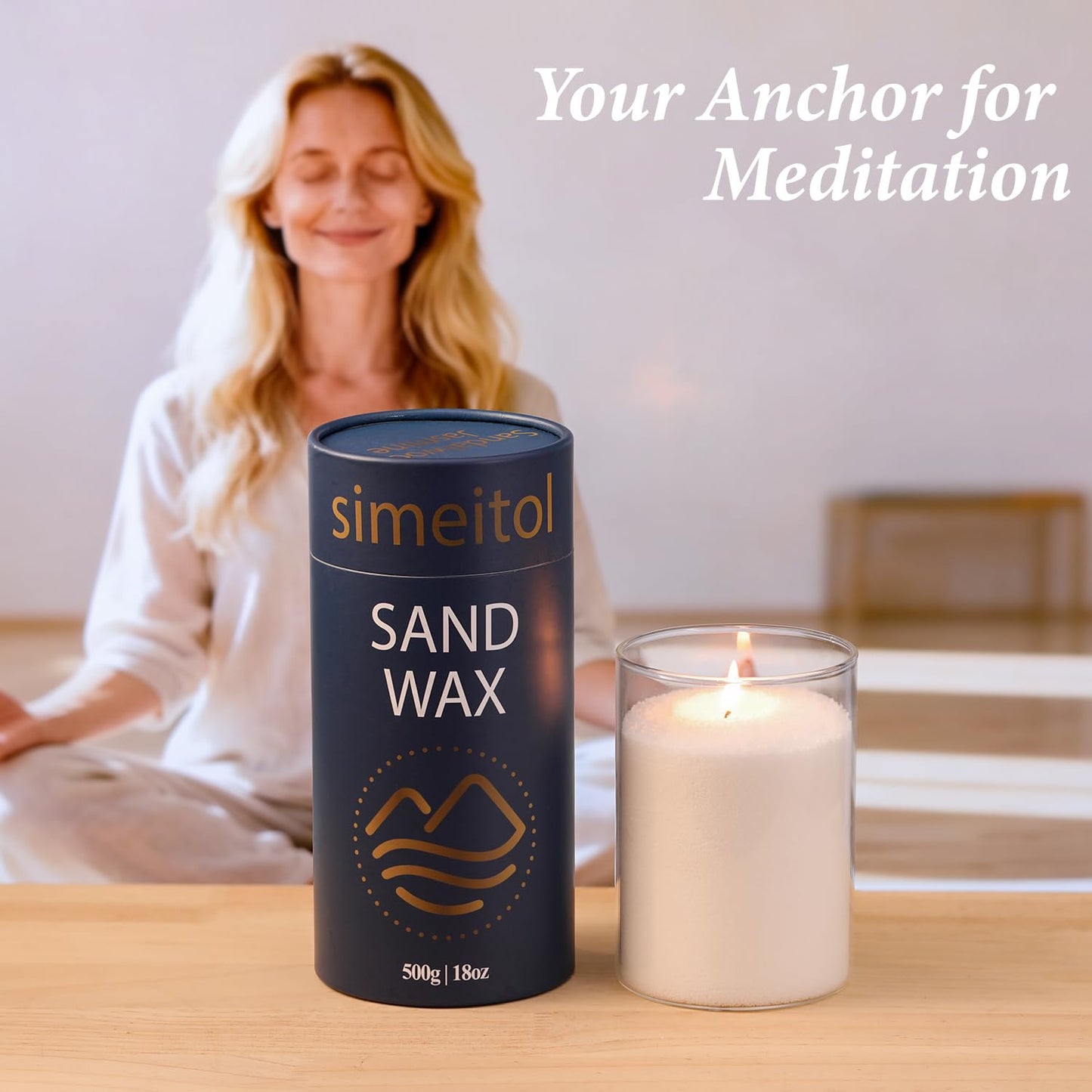 18oz Scented Candle Sand Wax, Sandalwood & Jasmine Scented Pearled Candles with a Glass Jar, Long Lasting with 120 Hours Refillable Candle Sand with 30 Wicks for Mom/ Home Decor/ Holiday Gift/ Relax