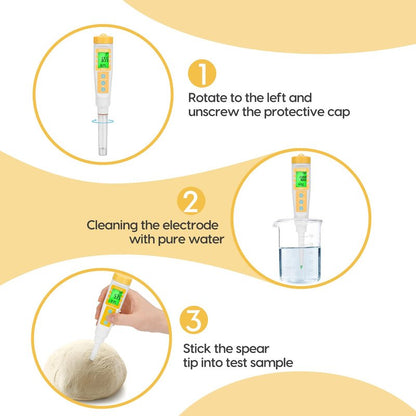 YINMIK Digital pH Meter for Food, pH Probe for Sourdough and Bread Dough, Checking The pH of Fermenting Sausages and Salami, Waterproof pH Tester for Solid and Liquid Soft Soil Sample…