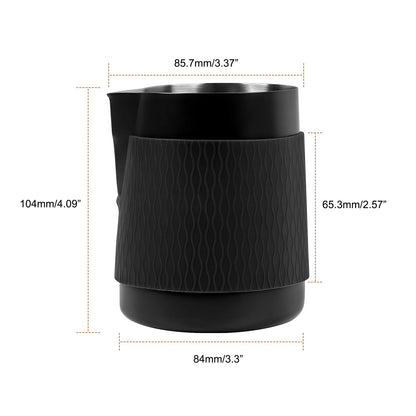 IKAPE Espresso Milk Pitcher, 15.04/450ml Milk Frothing Jug without Handle, Espresso Steaming Pitcher with Sharp Spout for Espresso Barista Tool(black)