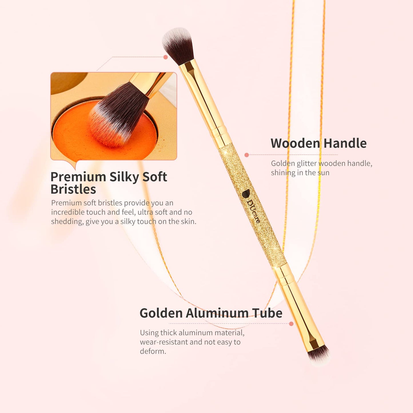 DUcare Foundation Brush Contour Bronzer Makeup Brush Double Ended Self Tanner Brush Sculpting Brush for Blending Liquid Powder Concealer Cream Cosmetics Blush Buffe