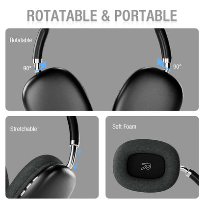 SUNJOM Wireless Bluetooth Over Ear Headphones Up to 28H Battery Life Headset with Microphone Gym Overhead Headphones Compatible with iOS & Android Mobile Phones,Computers,Laptop(Black)