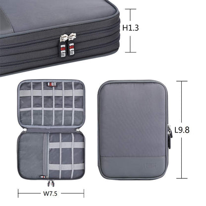 Electronic Cable Organizer Bag - Portable Travel Double Layers Electronic Digital Accessories Storage Pouch Bags for SD Card Case, USB Flash Drive,Charging Cords, USB Charger, Mini Tablet