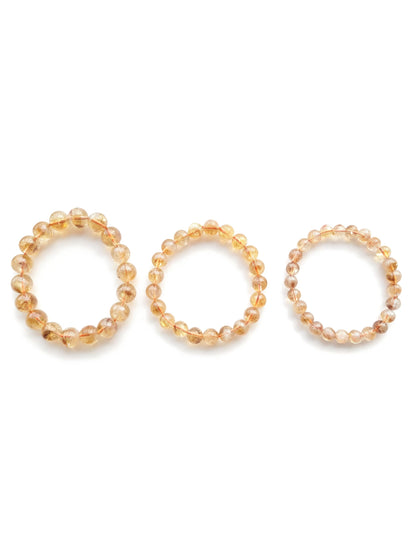 Silan's Yellow Phantom Quartz Bracelet for Women, Natural Crystal Stretch Elastic Adjustable Bracelet with Lucky Card, Gift for Her (9-10mm)