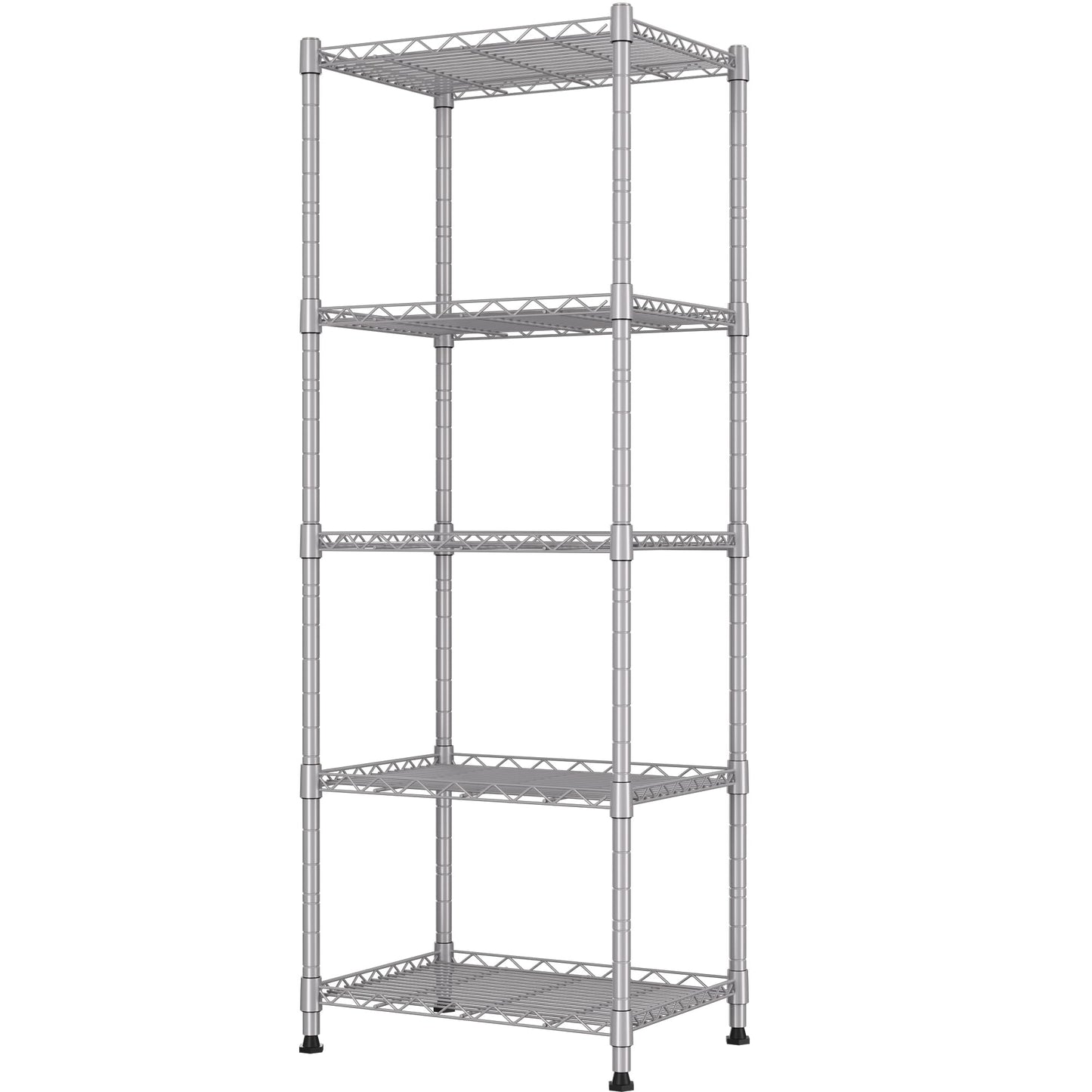 REGILLER 5-Wire Shelving Metal Storage Rack Adjustable Shelves,Standing Storage Shelf Units for Laundry Bathroom Kitchen Pantry Closet(Black,11.8" D x 16.6" W x 53.5" H)