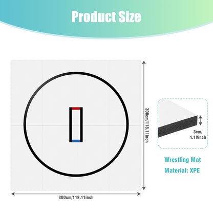 10x10ft Roll-Up Design Wrestling Mat for Home Foldable XPE Jiu Jitsu Floor Exercise Mat 1.2inch Thick for BJJ MMA Martial Art Boxing Grappling and Judo