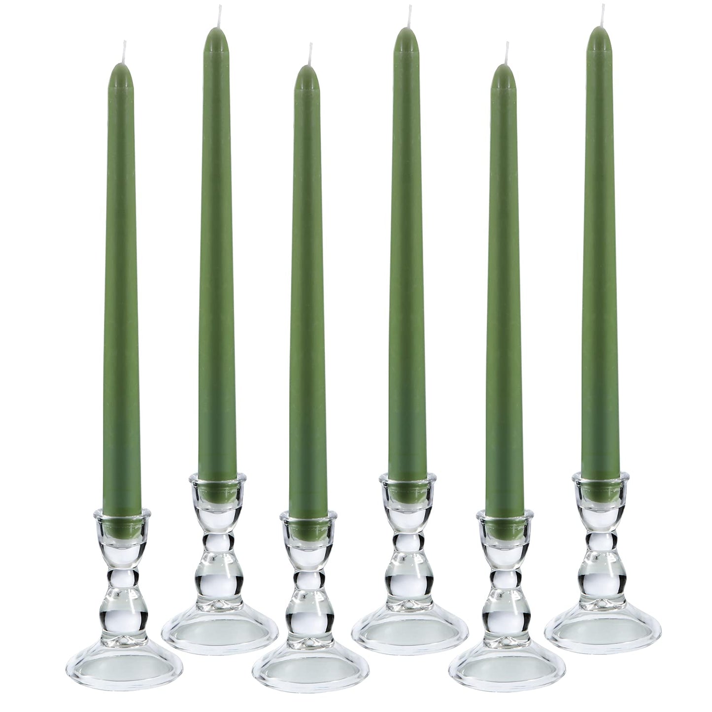 Glass Candle Holder for Taper Candles, Clear Decorative Candle Sticks Holders Set of 6 for Christmas Decor and Thanksgiving Wedding Dining Party Table Decorations (Exclude Candles)
