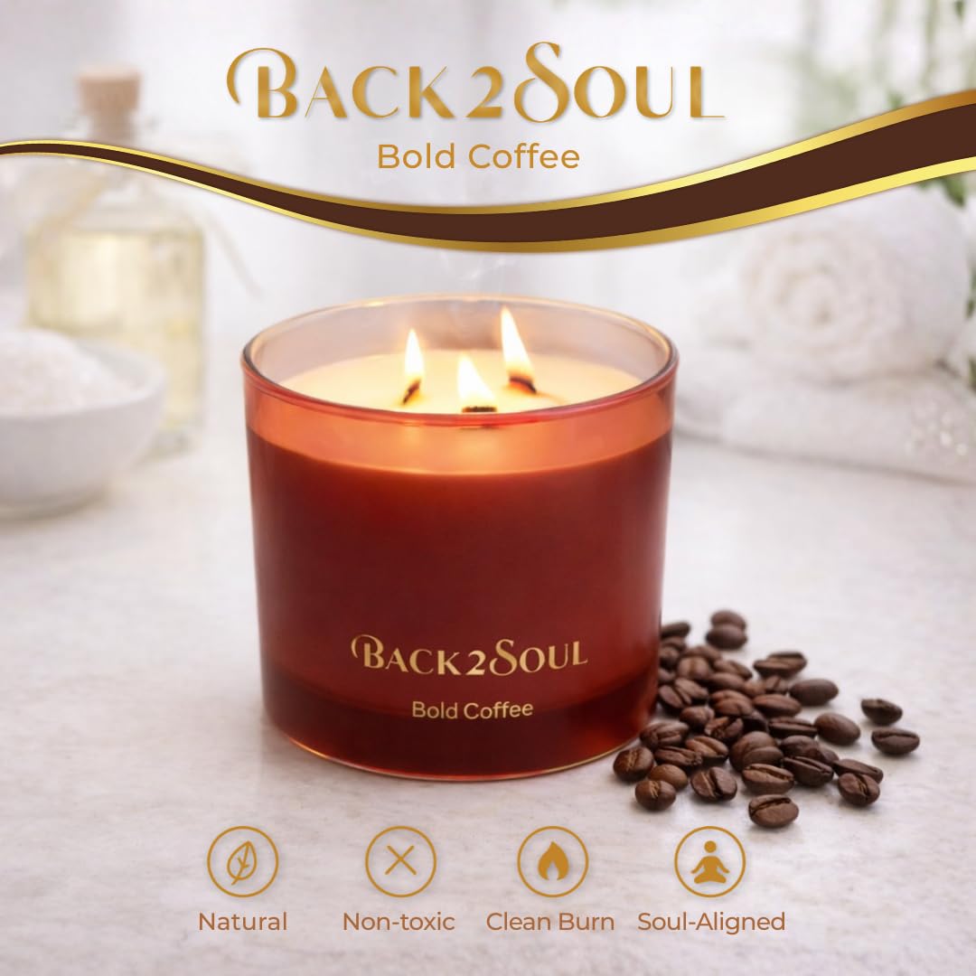 Scented Soy Candles 13.4 oz, Non Toxic Candle, Clean Burning Aromatherapy Candle for Relaxation, 50 Hours Burn Time, Mothers Day Gift for Mom, Bold Coffee