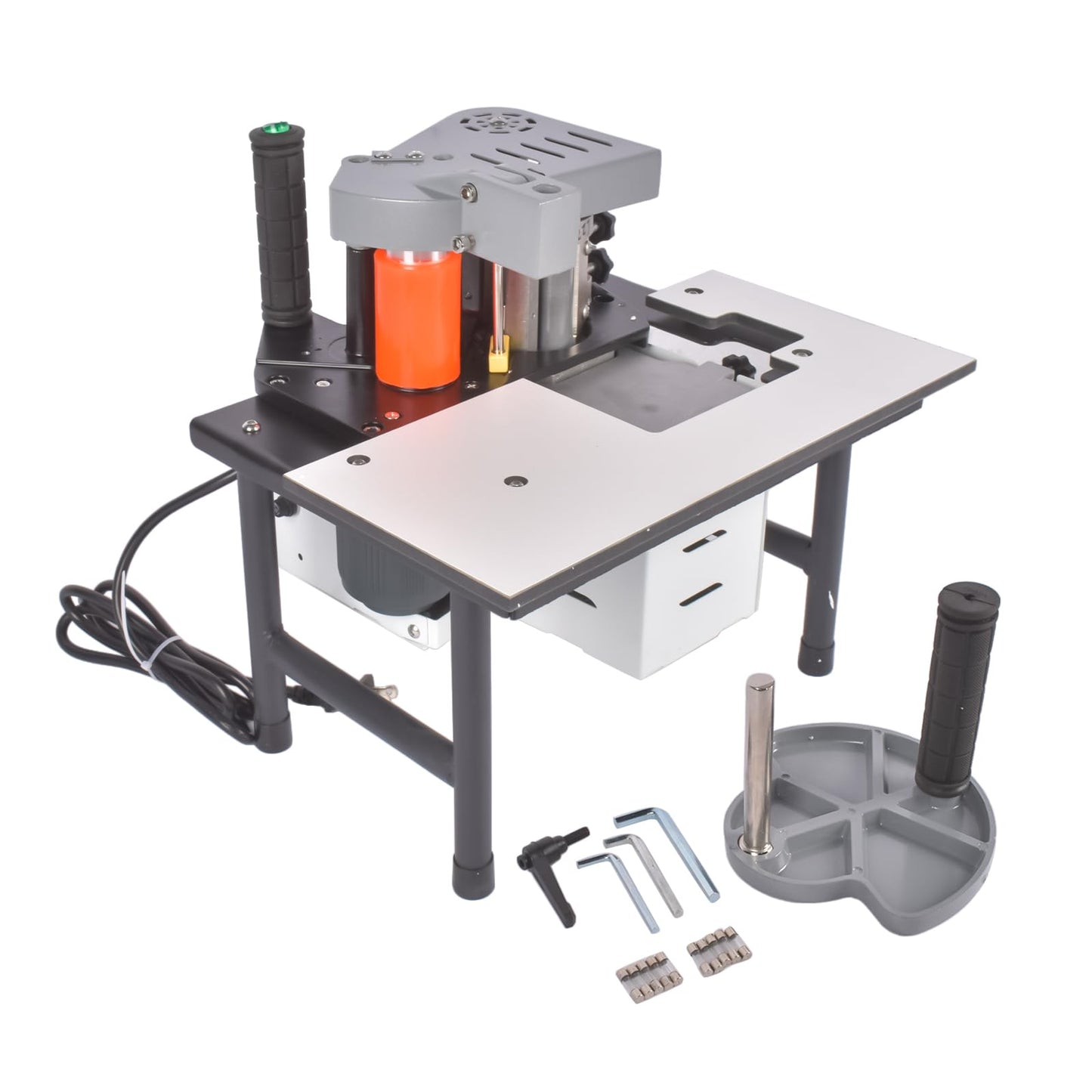 Portable Edge Bander Machine, Straight & Curved Edge Banding, Double-Sided Glue Coating, Adjustable Speed 5–10m/min, 110V, for ABS PVC MDF Acrylic