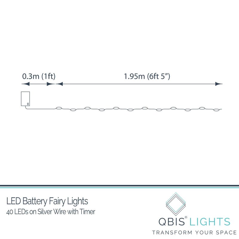 QBIS Warm White Fairy Lights Battery Operated With Timer Mode, 40 Micro LED for Mason Jars, 6.5ft Silver Wire Indoor Use