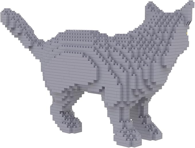 Larcele Cat Micro Building Blocks Animal Set DIY Mini 3D Building Toy Bricks Kit1131 Pieces KLJM-05 (Blue Cat)